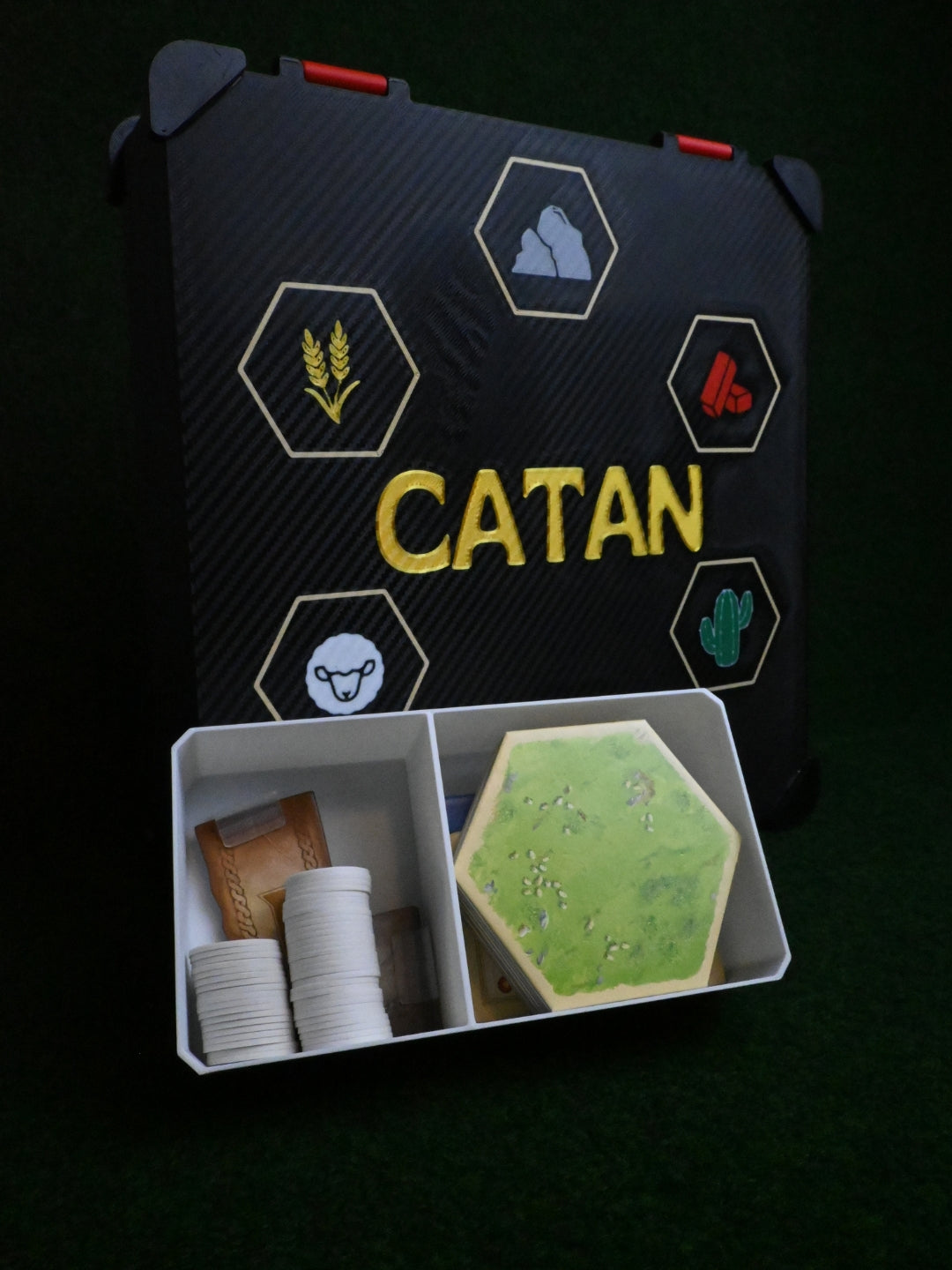 Caja de almacenamiento para Catan con espacio para accesorios y expansión de 5-6 jugadores