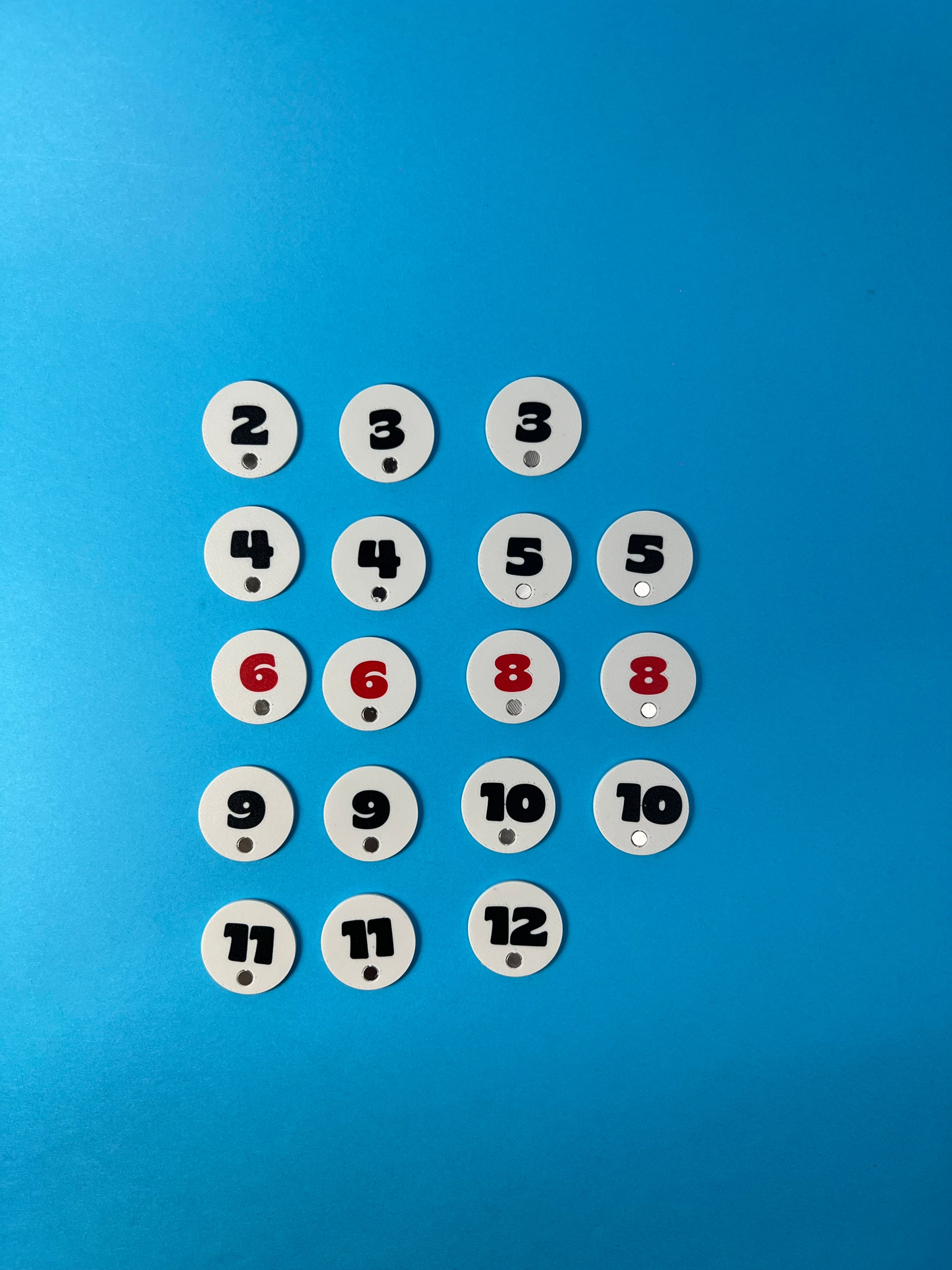 Fichas de numeración magnéticas para Catan